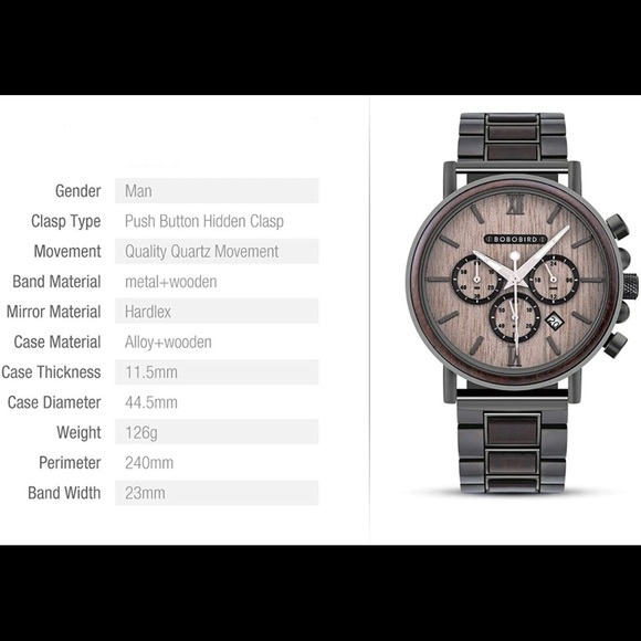 Men’s Grey Luxury Real Wooden Watch (BRAND NEW) - Picture 3 of 8